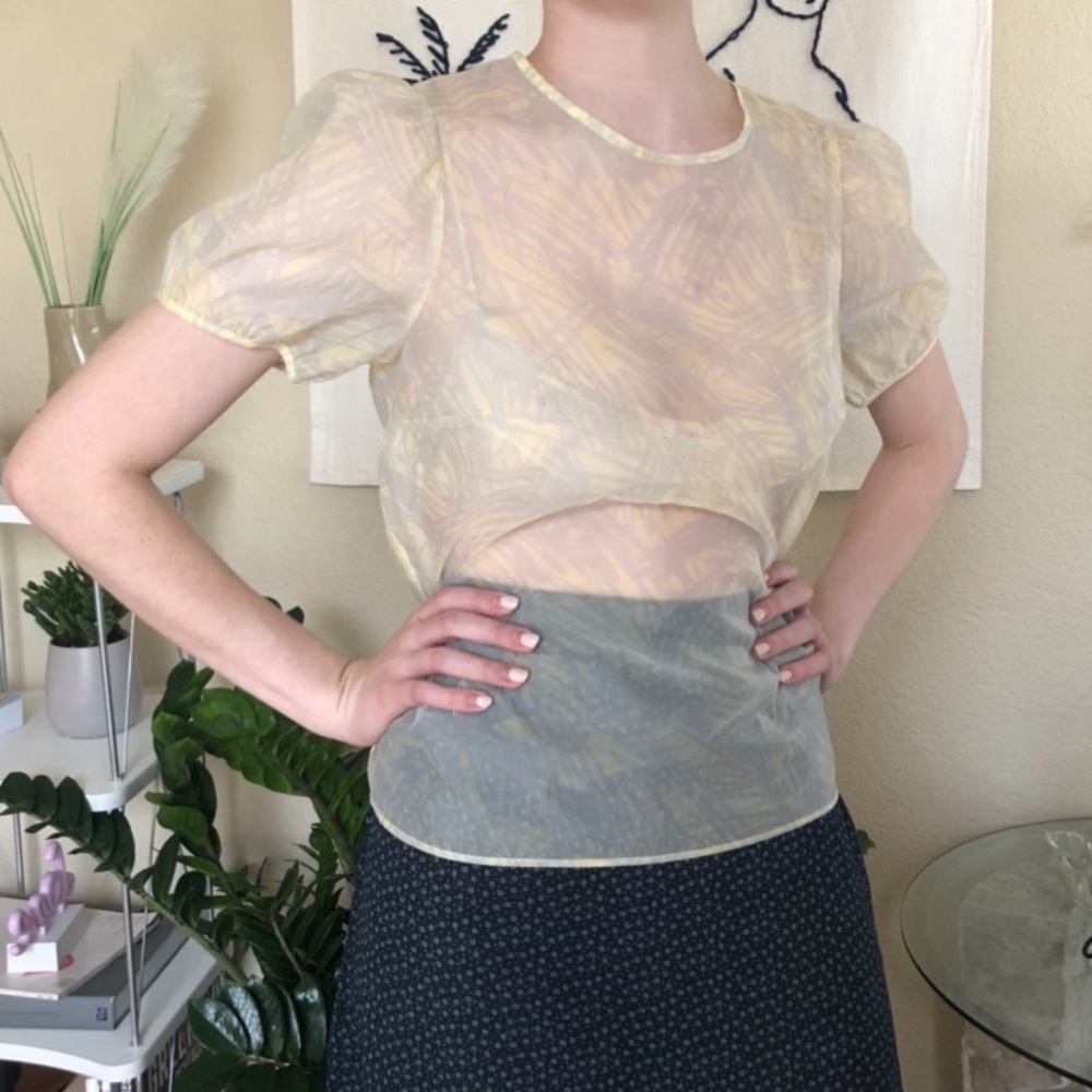 Mossimo Yellow Sheer Crop Blouse NWT